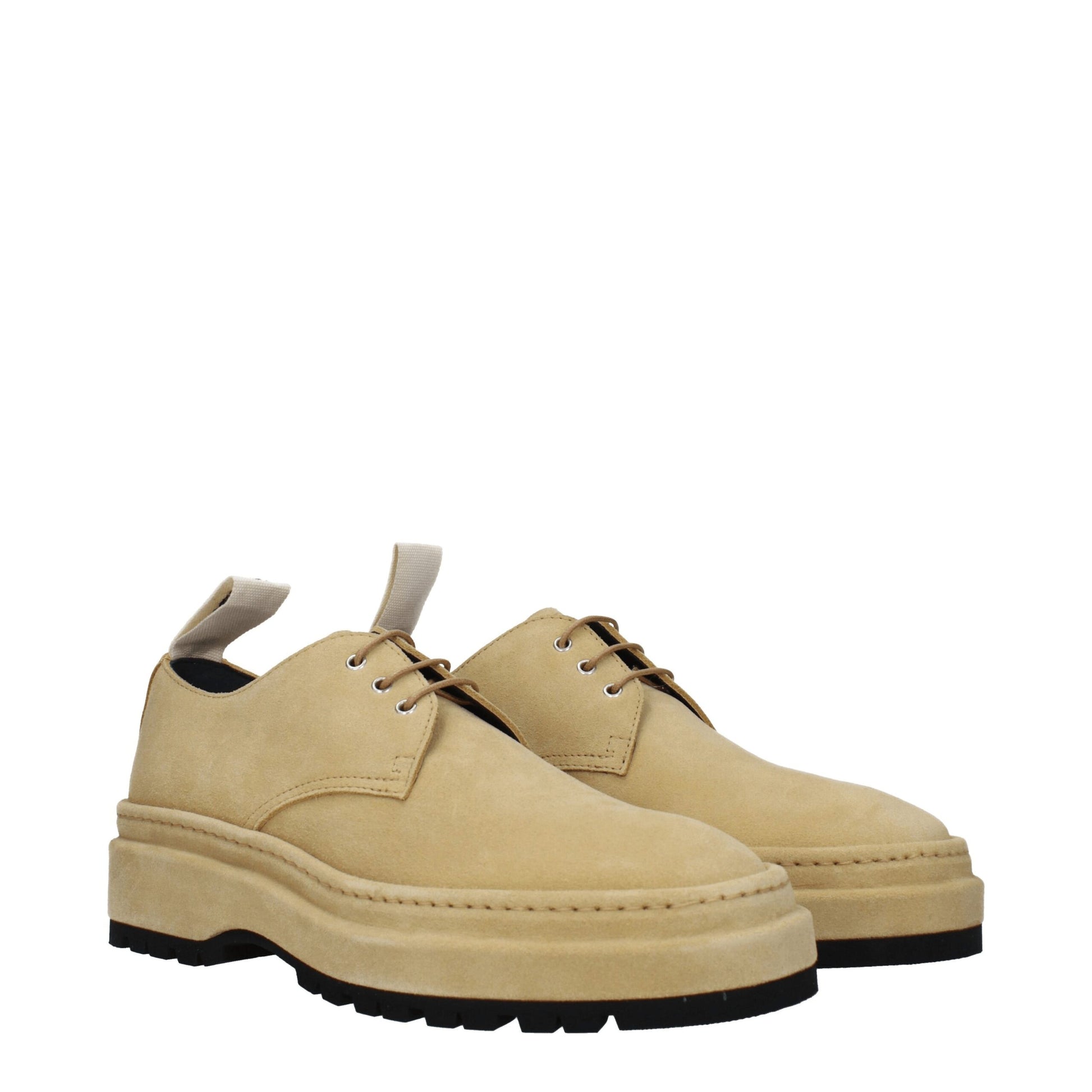 Beige Leather Oxfords And Derbies