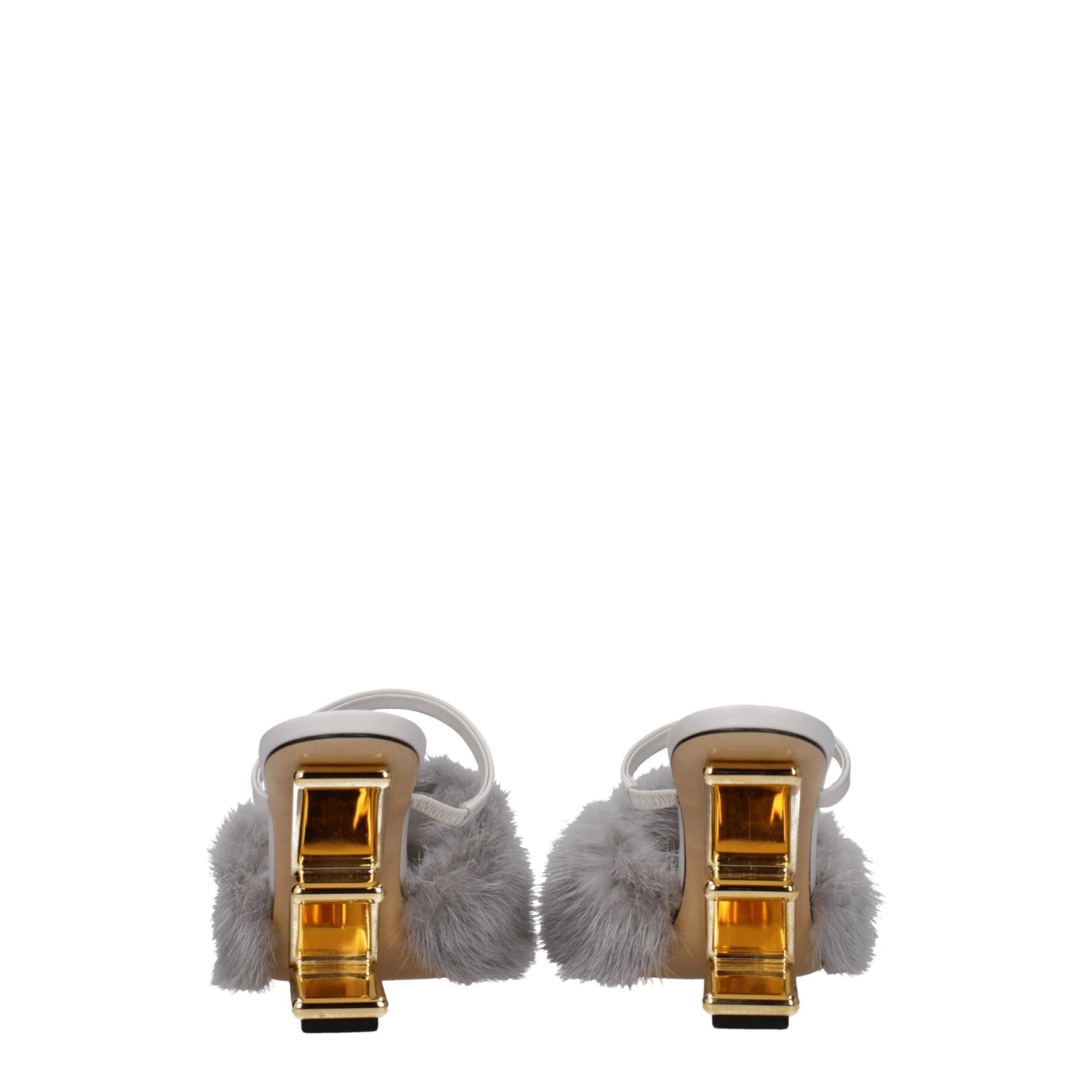 Gray Mink Slippers Sandals