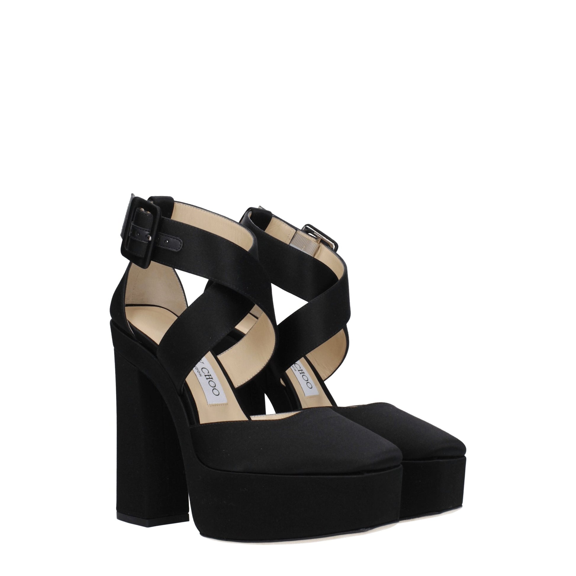 Black Satin Platforms