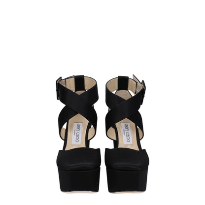 Black Satin Platforms