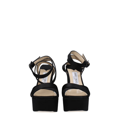 Black Satin Platforms