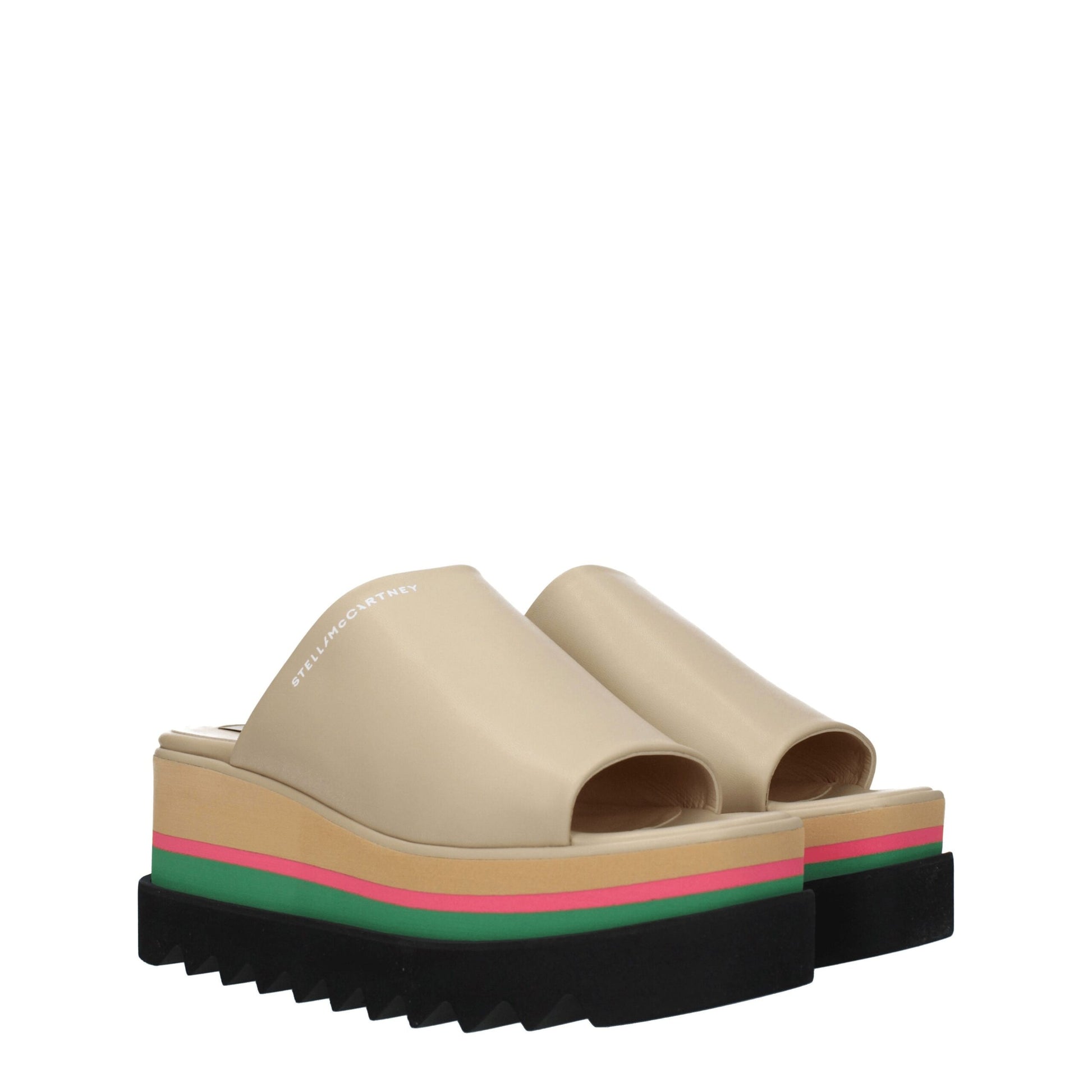 Beige Leather Slippers Sandals