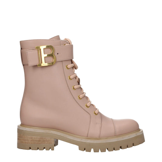 Beige Leather Ankle Boots