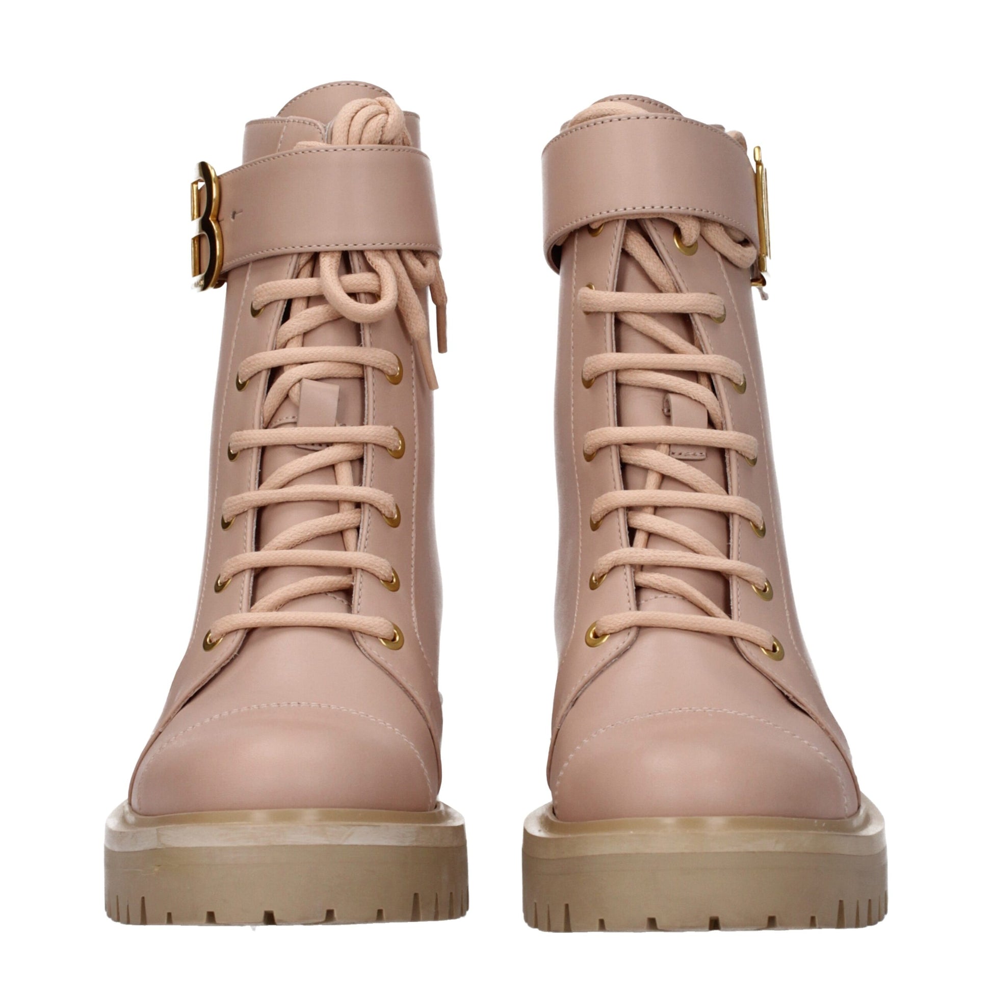 Beige Leather Ankle Boots