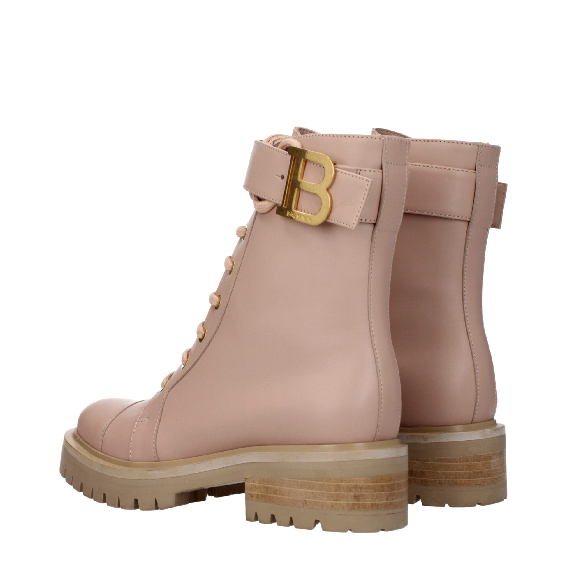 Beige Leather Ankle Boots