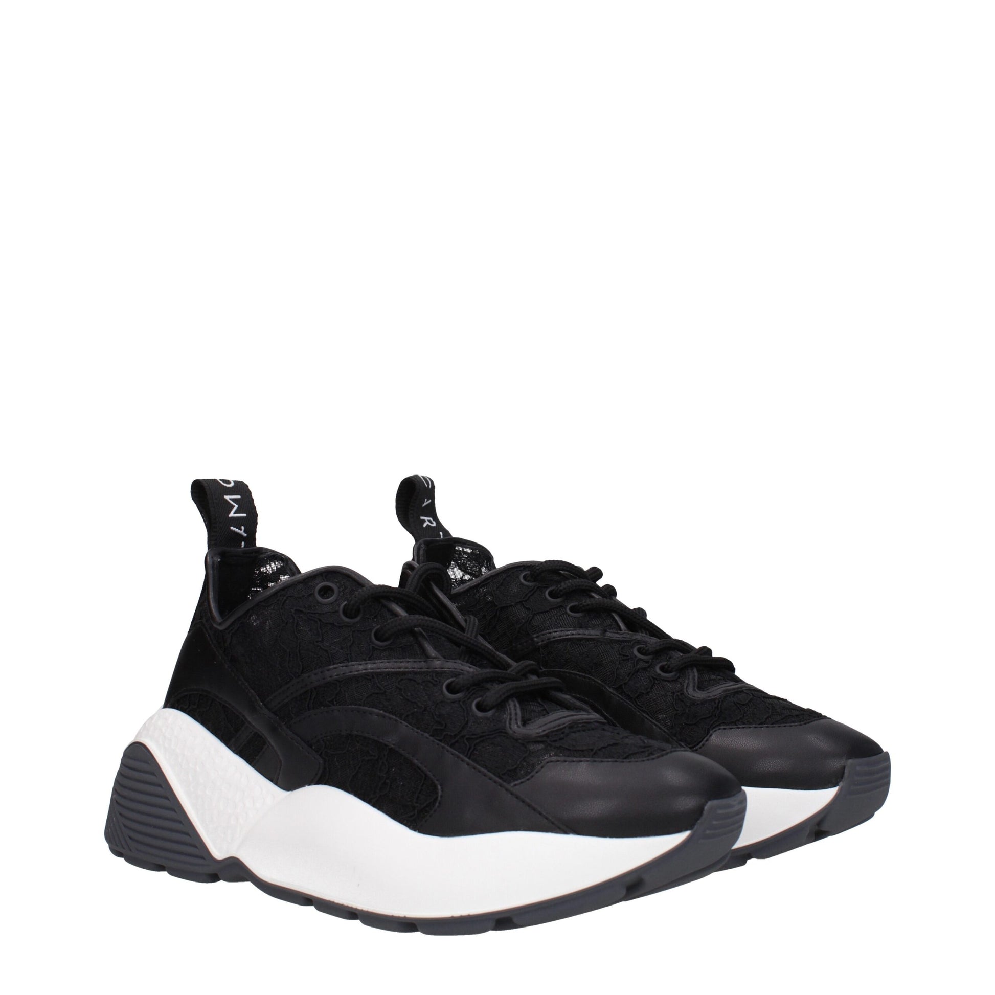 Black Fabric Chunky Sneakers