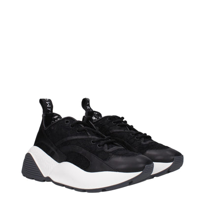 Black Fabric Chunky Sneakers