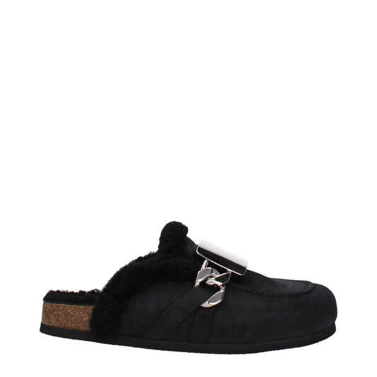Black Leather Slipper