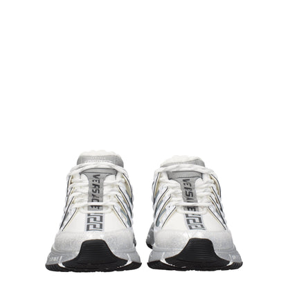 White Fabric Sneakers