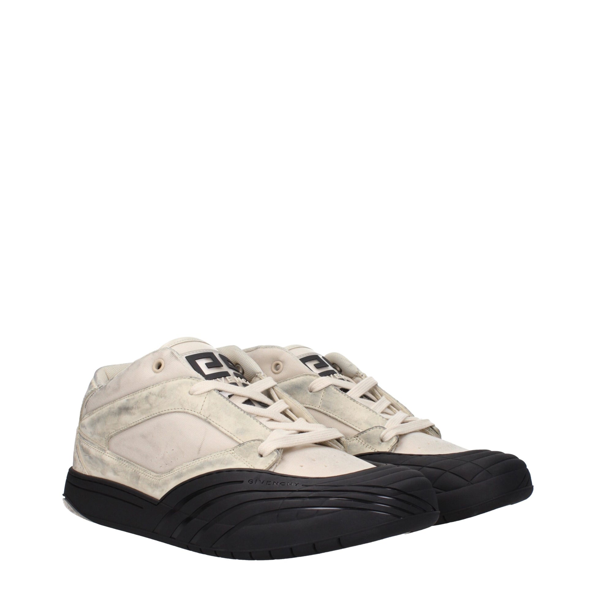 Beige Fabric Chunky Sneakers