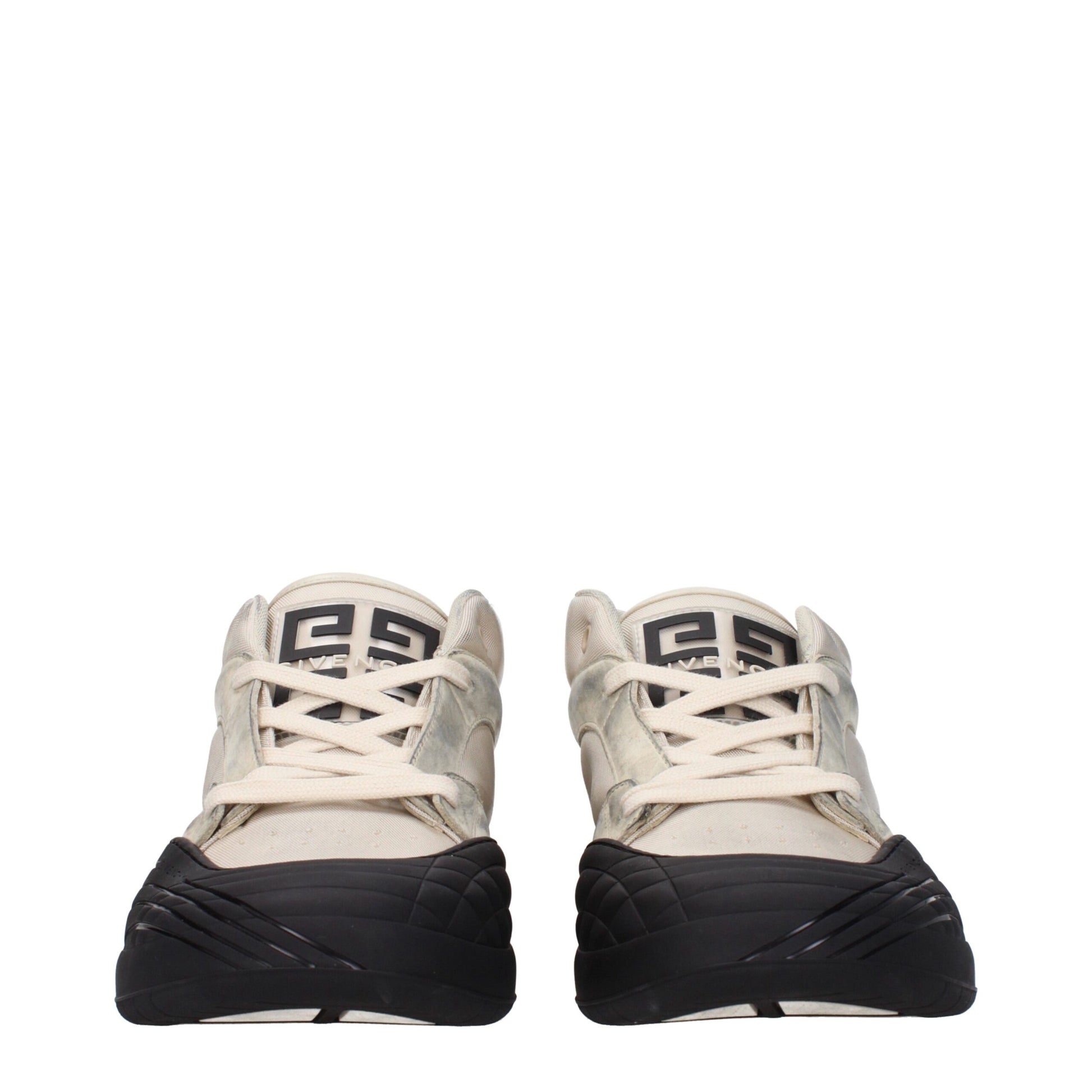 Beige Fabric Chunky Sneakers