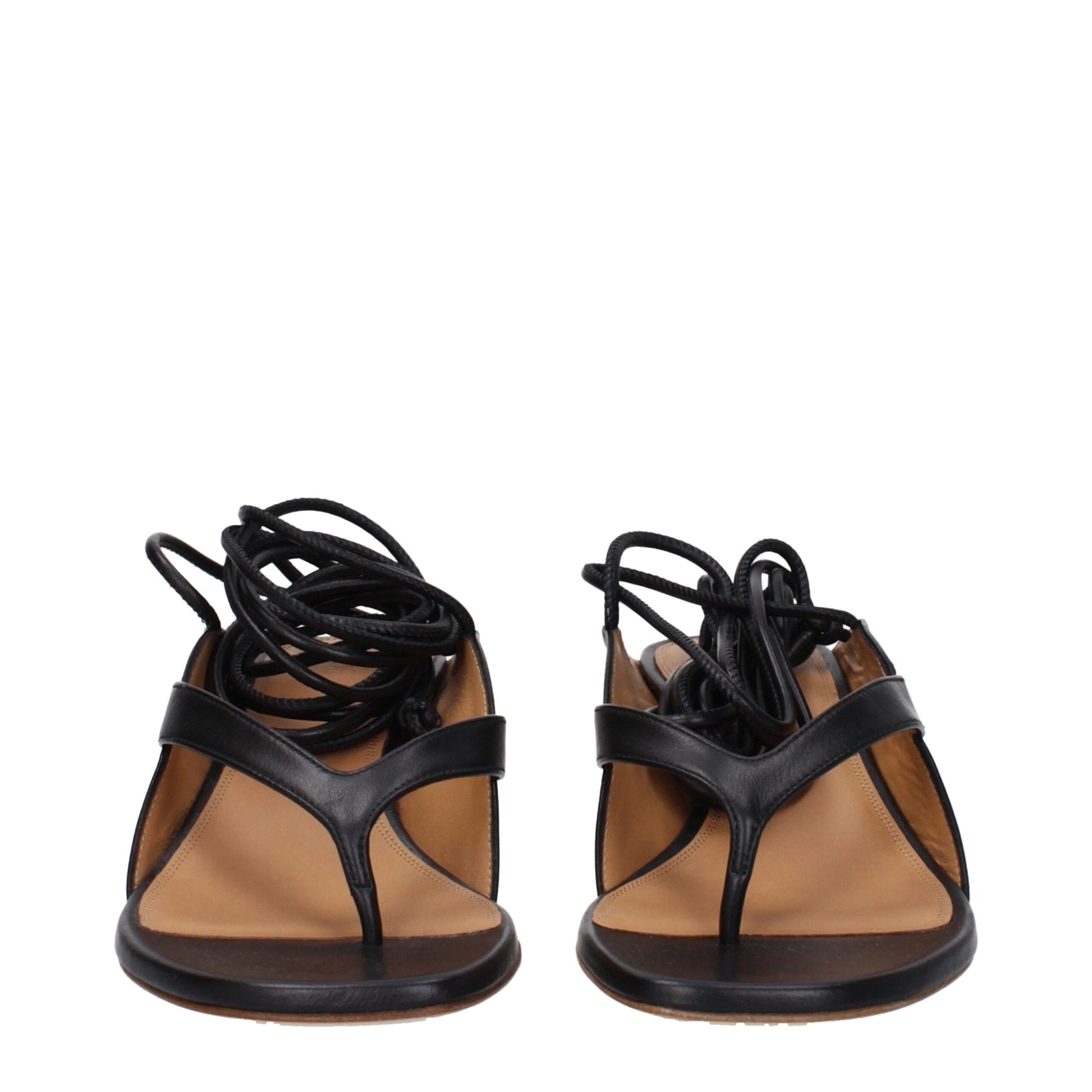 Black Leather Flip-Flop Sandal