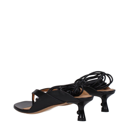 Black Leather Flip-Flop Sandal