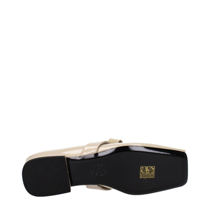 Beige Leather Ballet Flats
