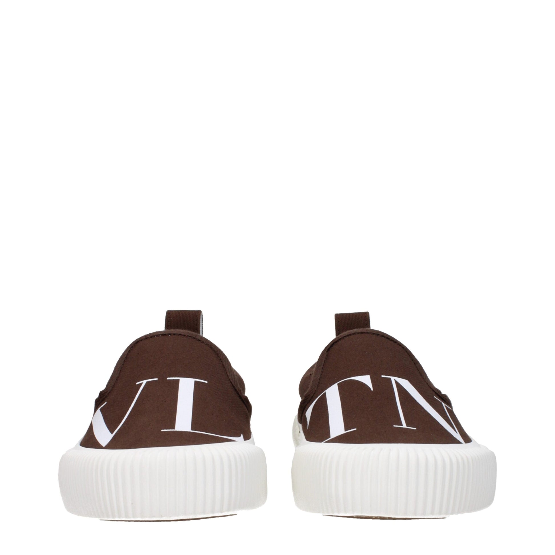 Brown Fabric Slip-On Loafers