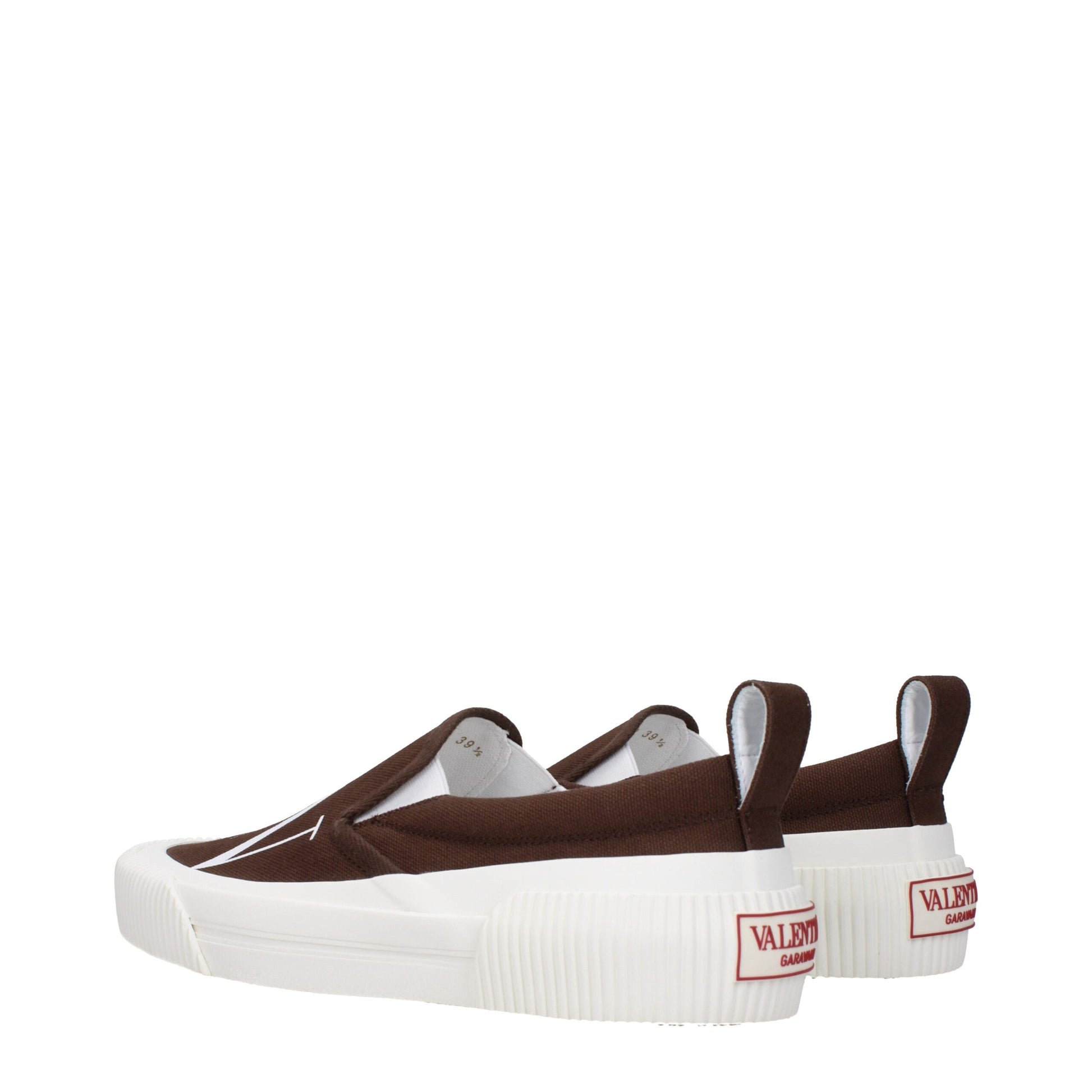 Brown Fabric Slip-On Loafers