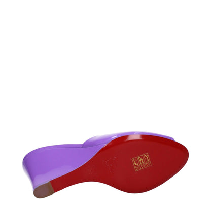 Purple Leather Wedges Sandals