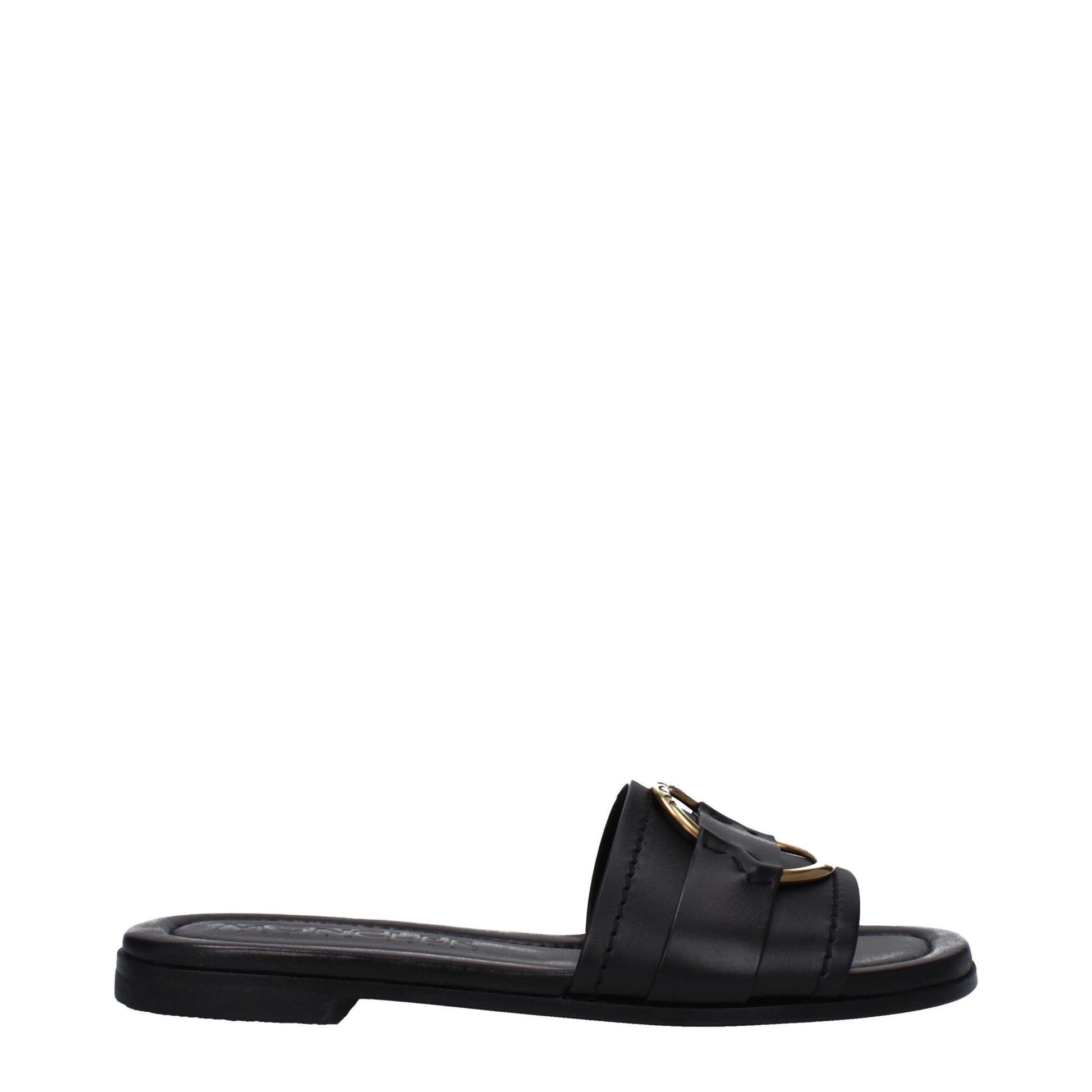 Black Leather Slipper