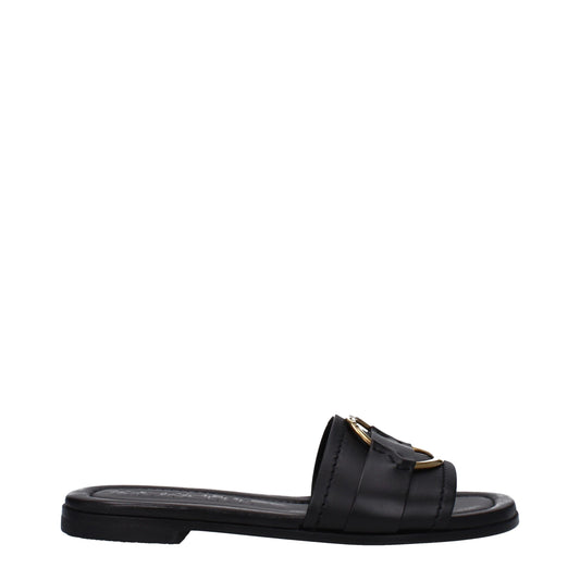 Black Leather Slipper