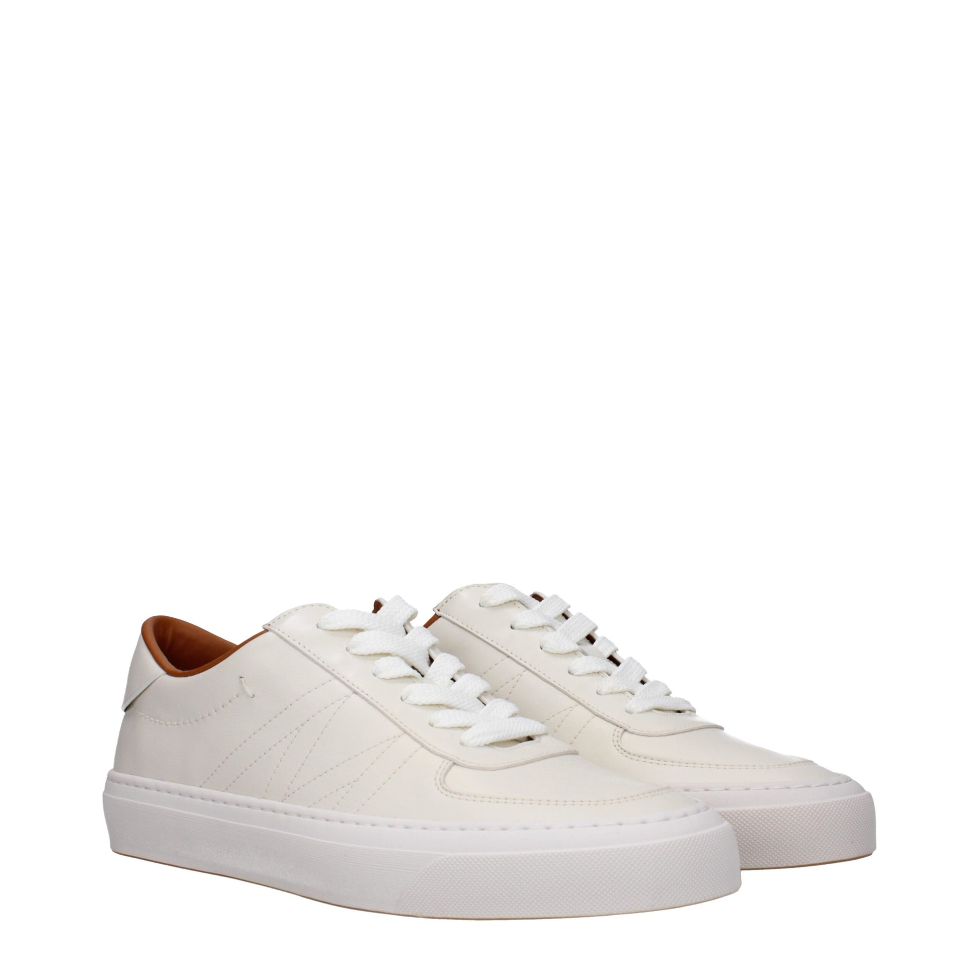 Beige Leather Low Tops