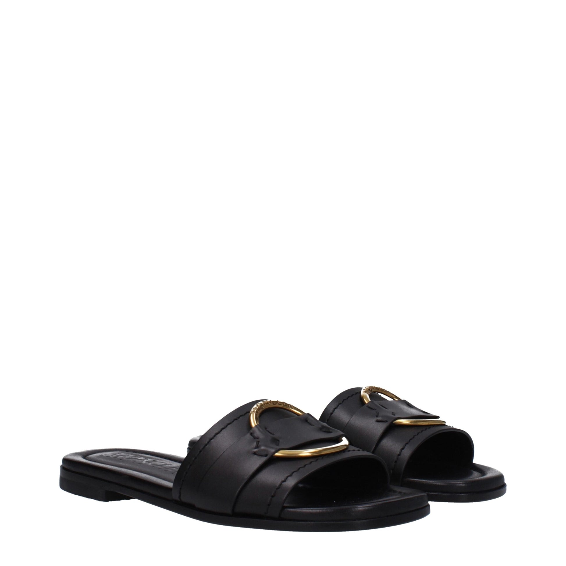 Black Leather Slipper