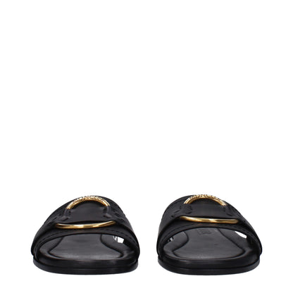 Black Leather Slipper