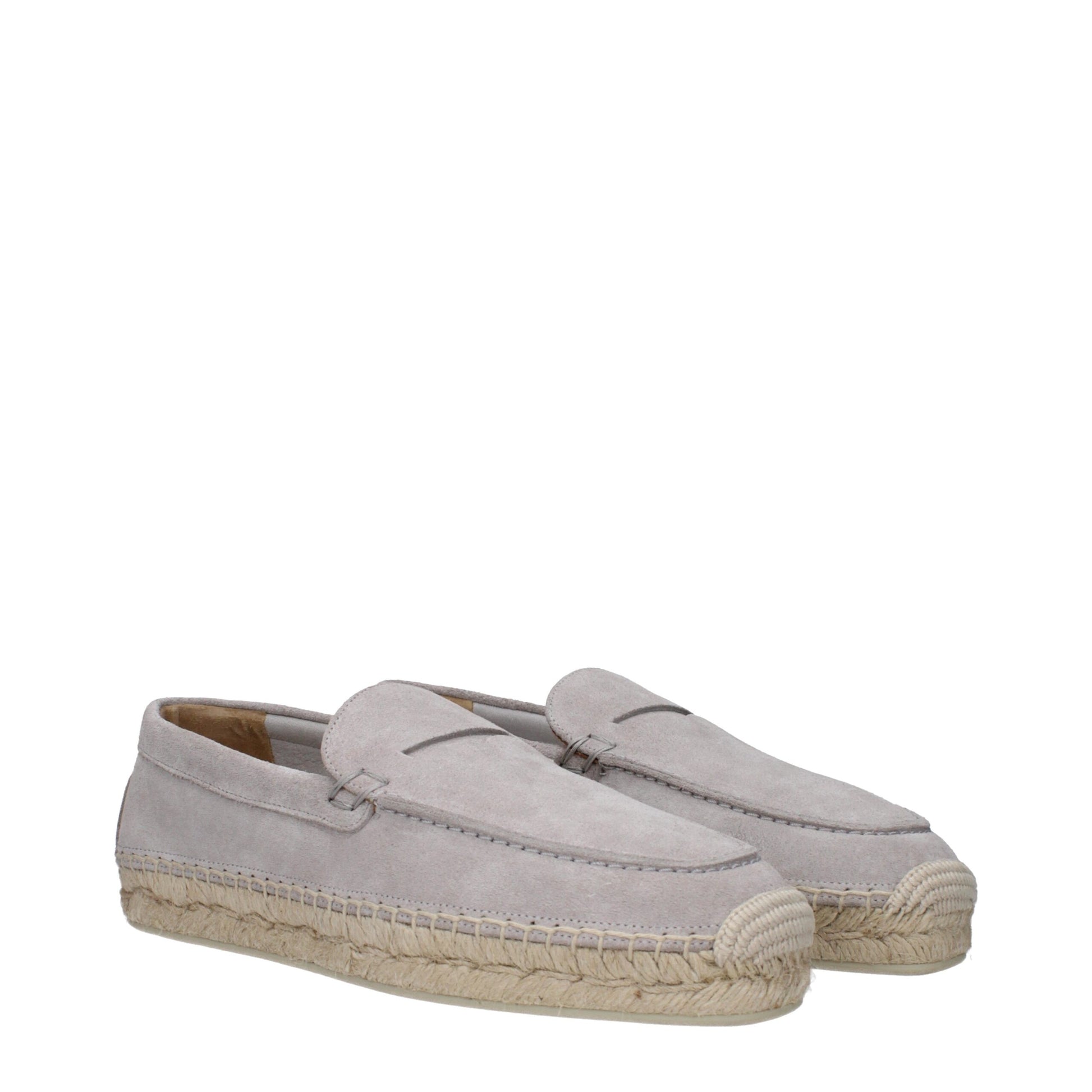 Gray Leather Espadrilles