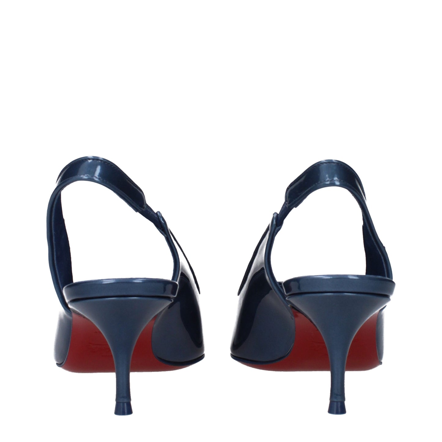 Blue Leather Mid Heel Pumps