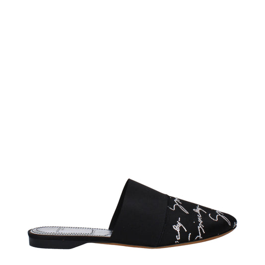 Black Satin Slippers Sandals