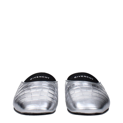 Gray Leather Slippers Sandals