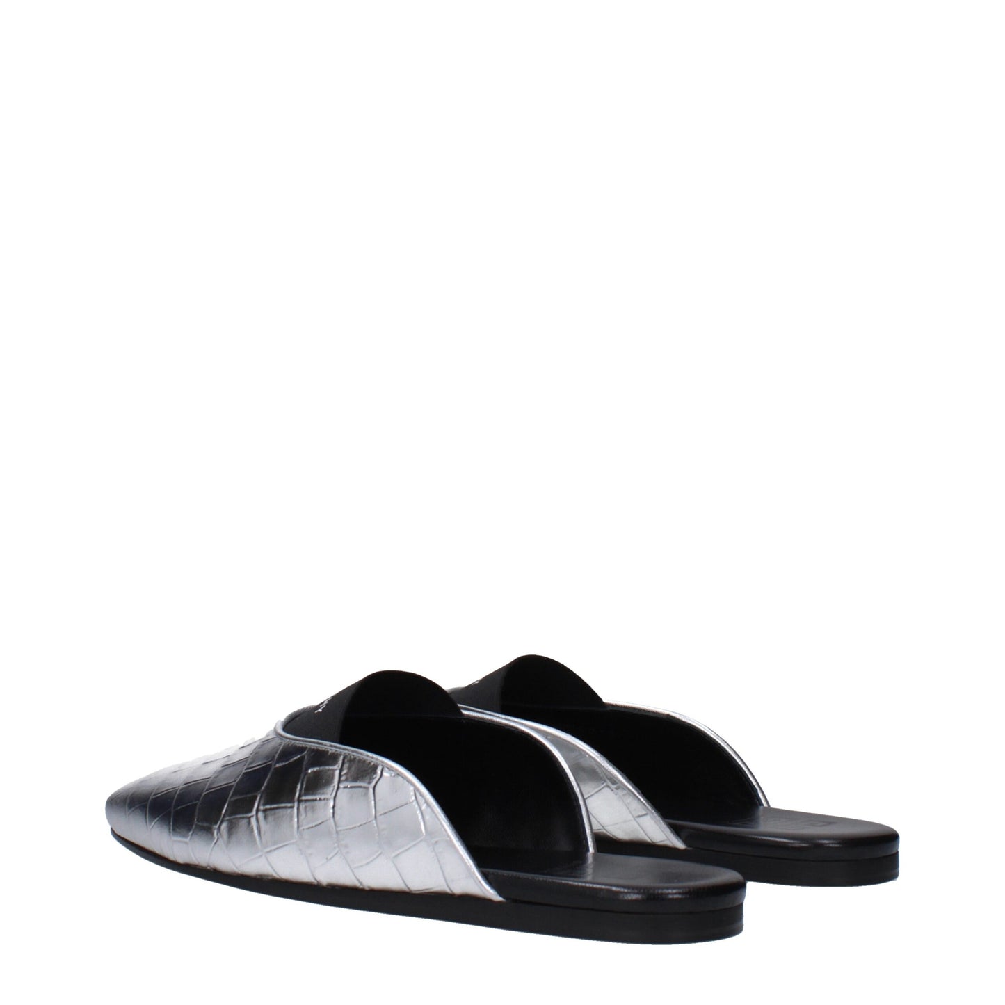 Gray Leather Slippers Sandals
