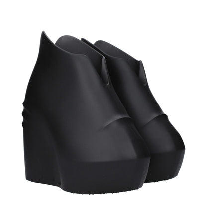 Black Cotton Wedges Sandals