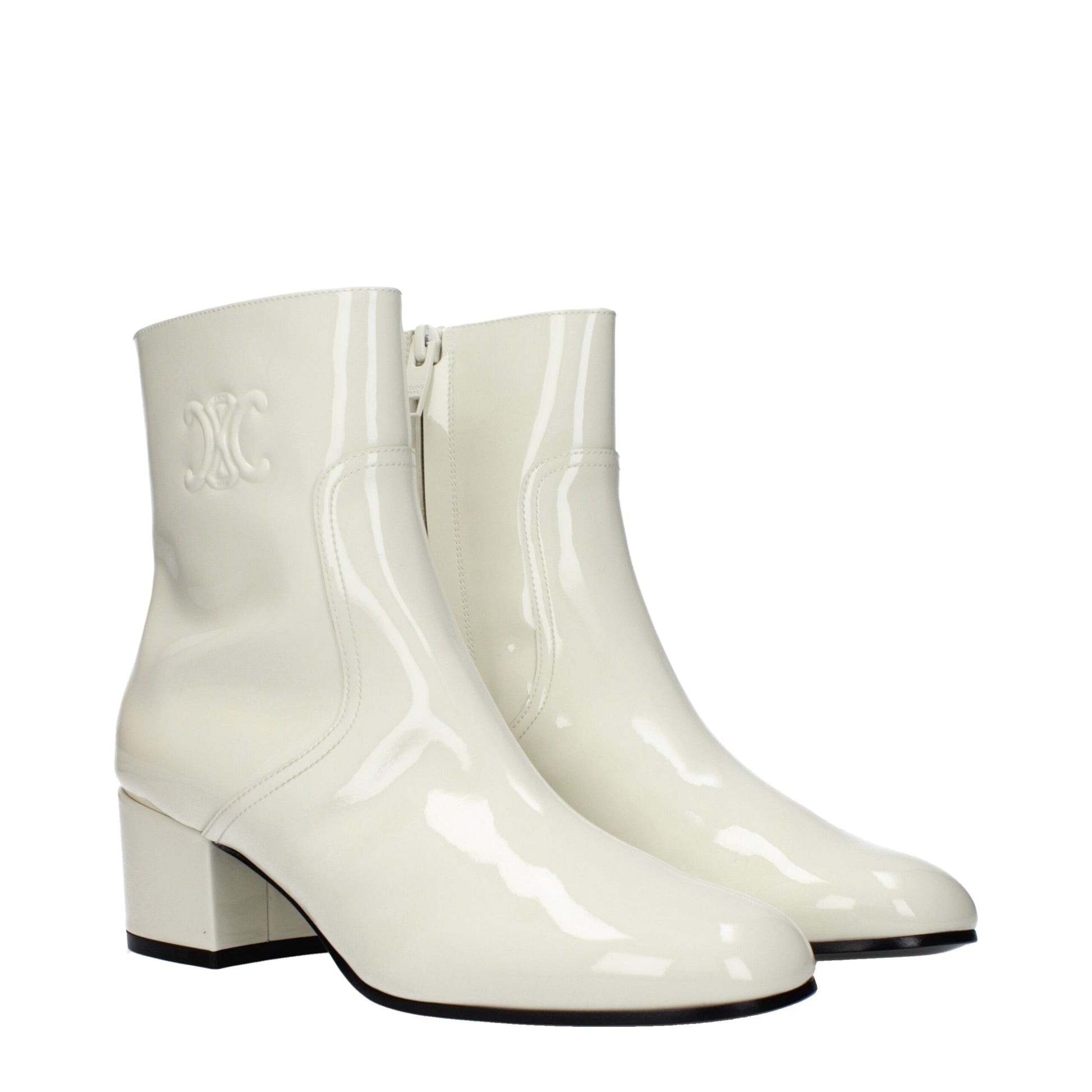 Beige Leather Ankle Boots