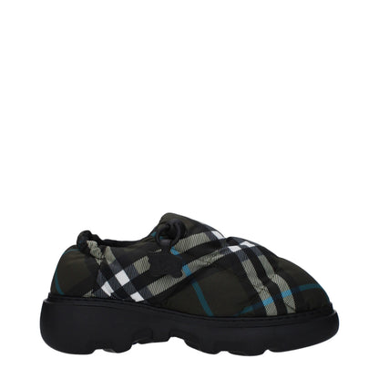Green Fabric Slip-On Loafers