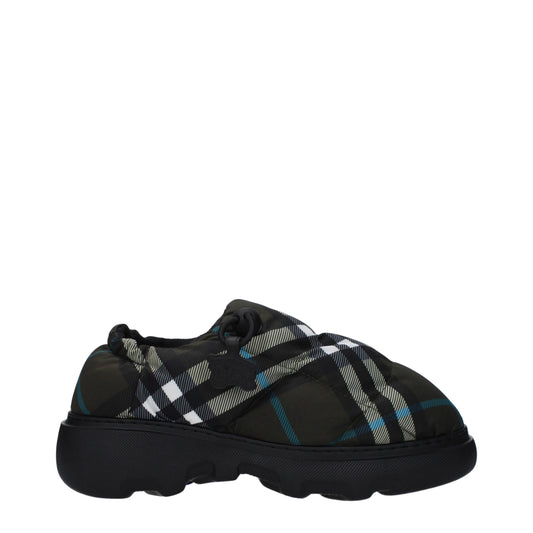 Green Fabric Slip-On Loafers