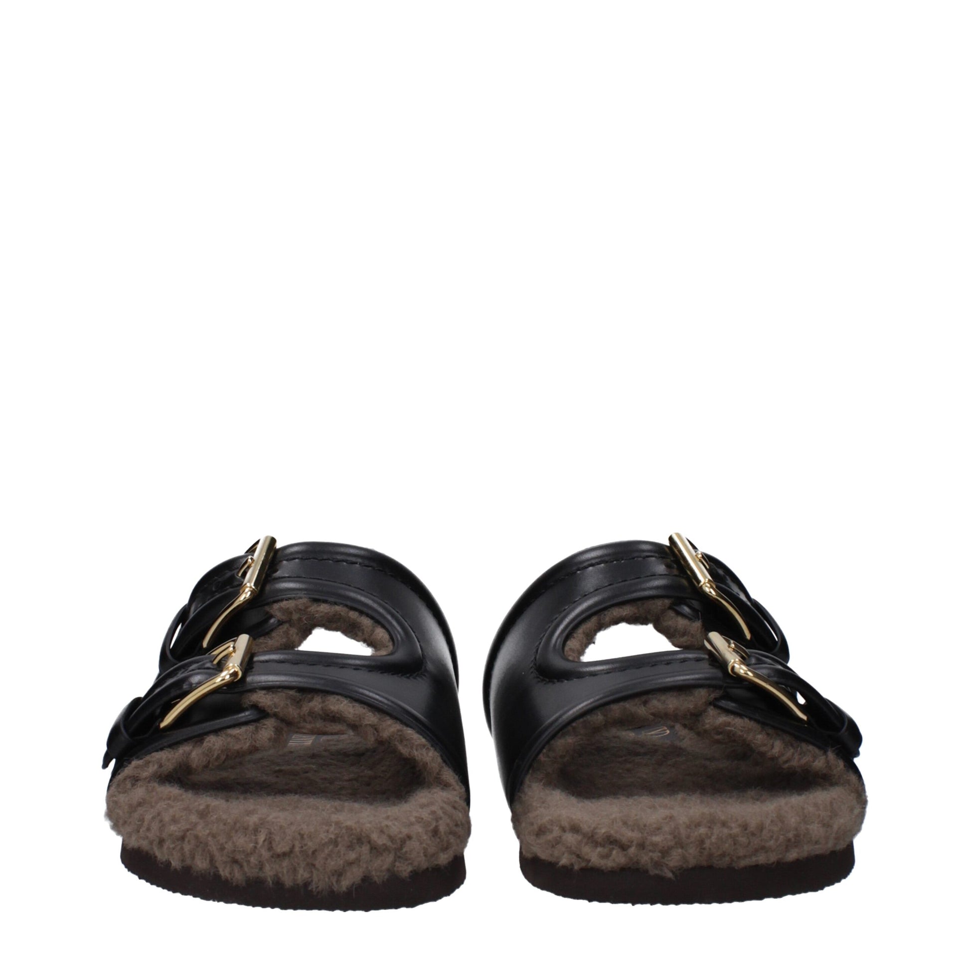 Black Leather Slipper