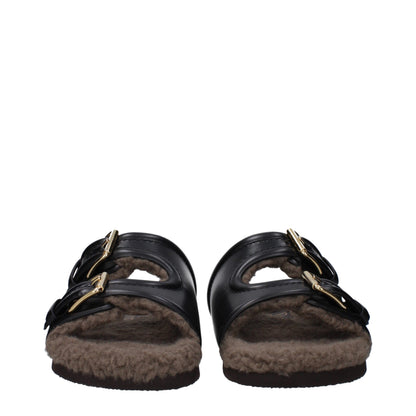 Black Leather Slipper