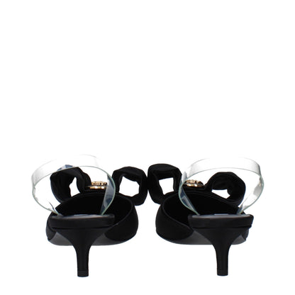 Black Satin Flat Sandals