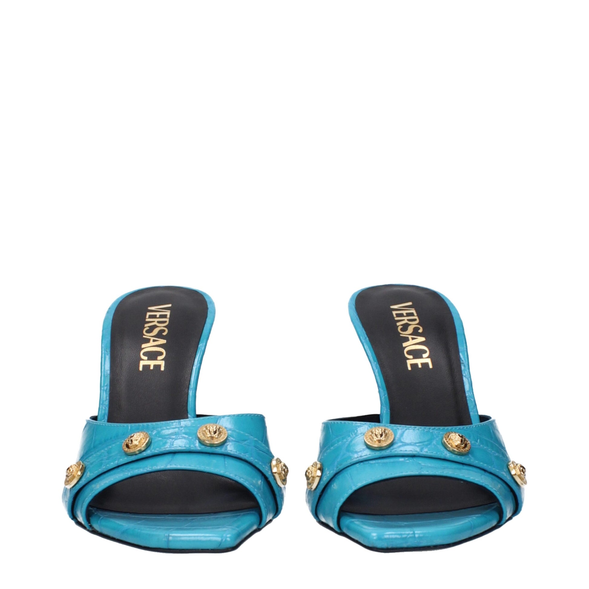 Light Blue Leather Stiletto Heels Sandals