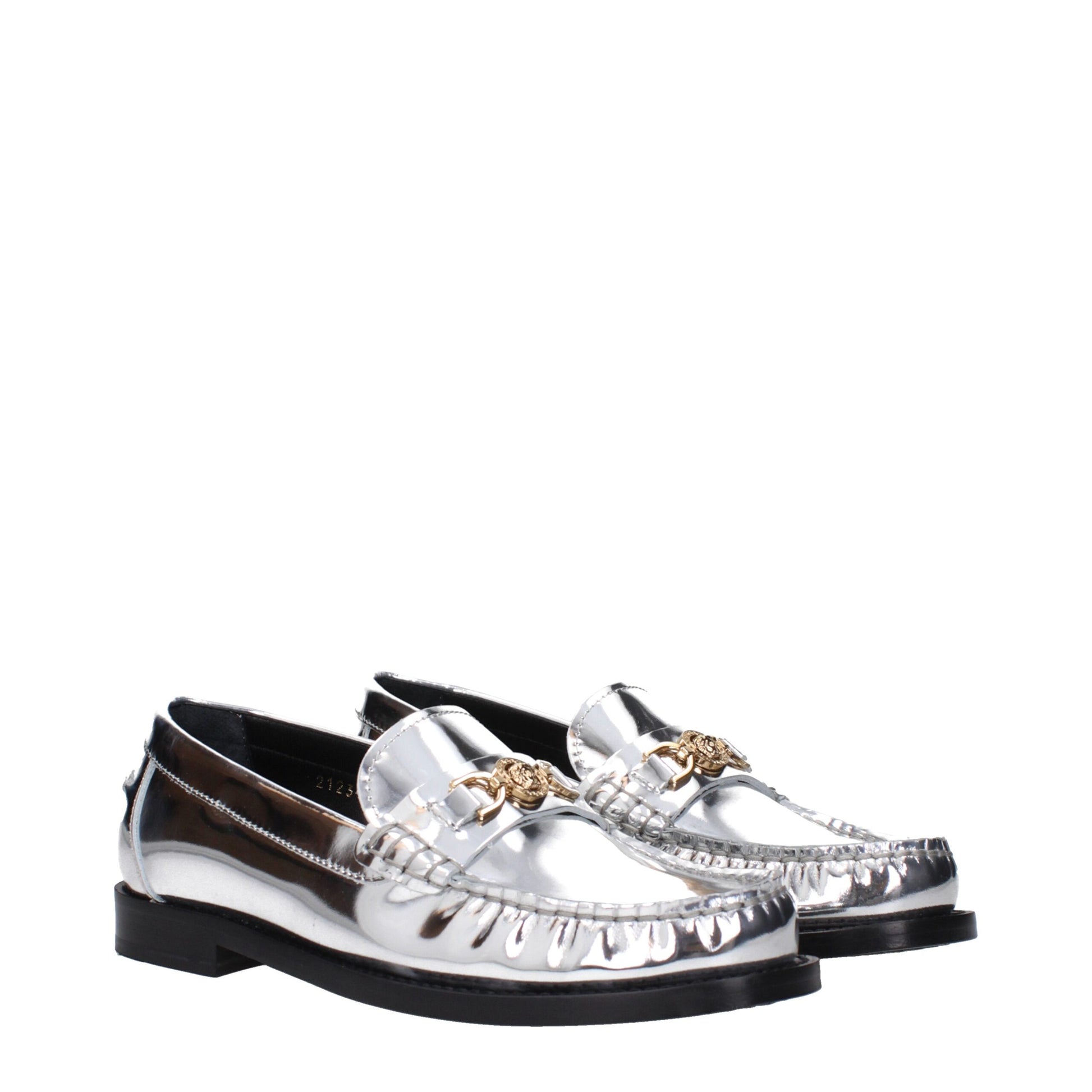 Gray Leather Slip-On Loafers
