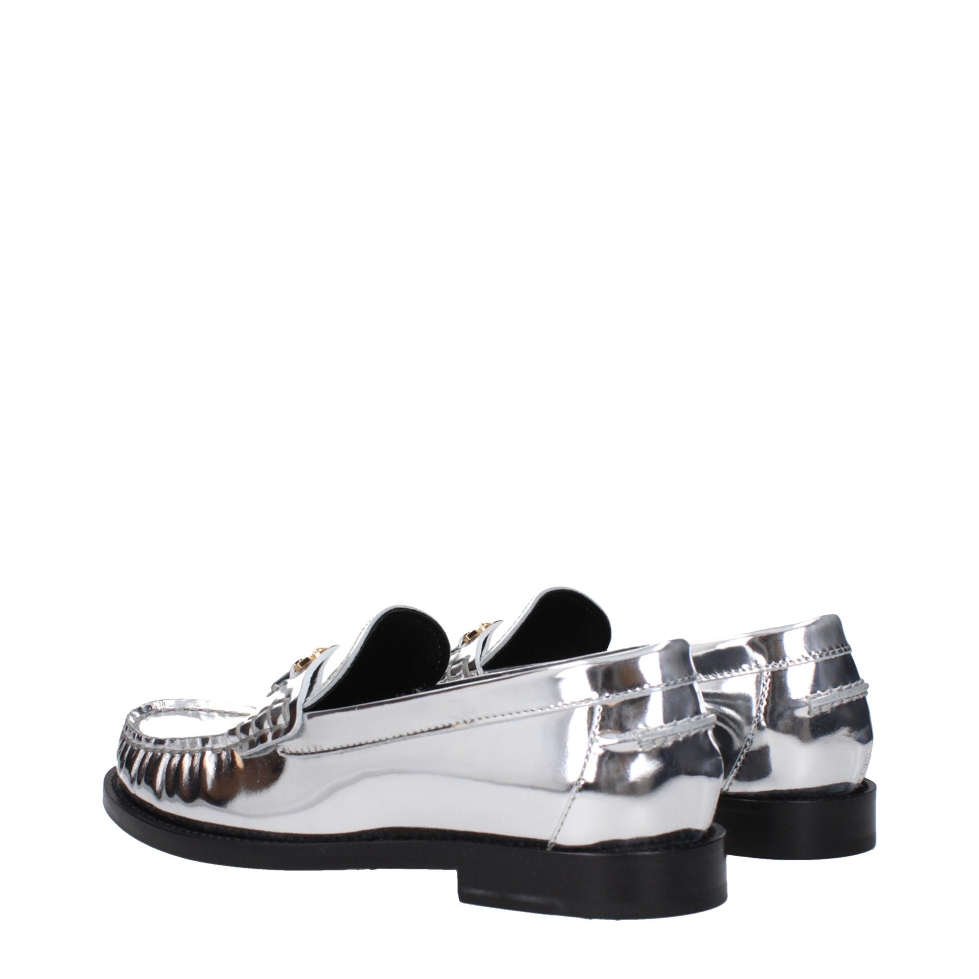 Gray Leather Slip-On Loafers