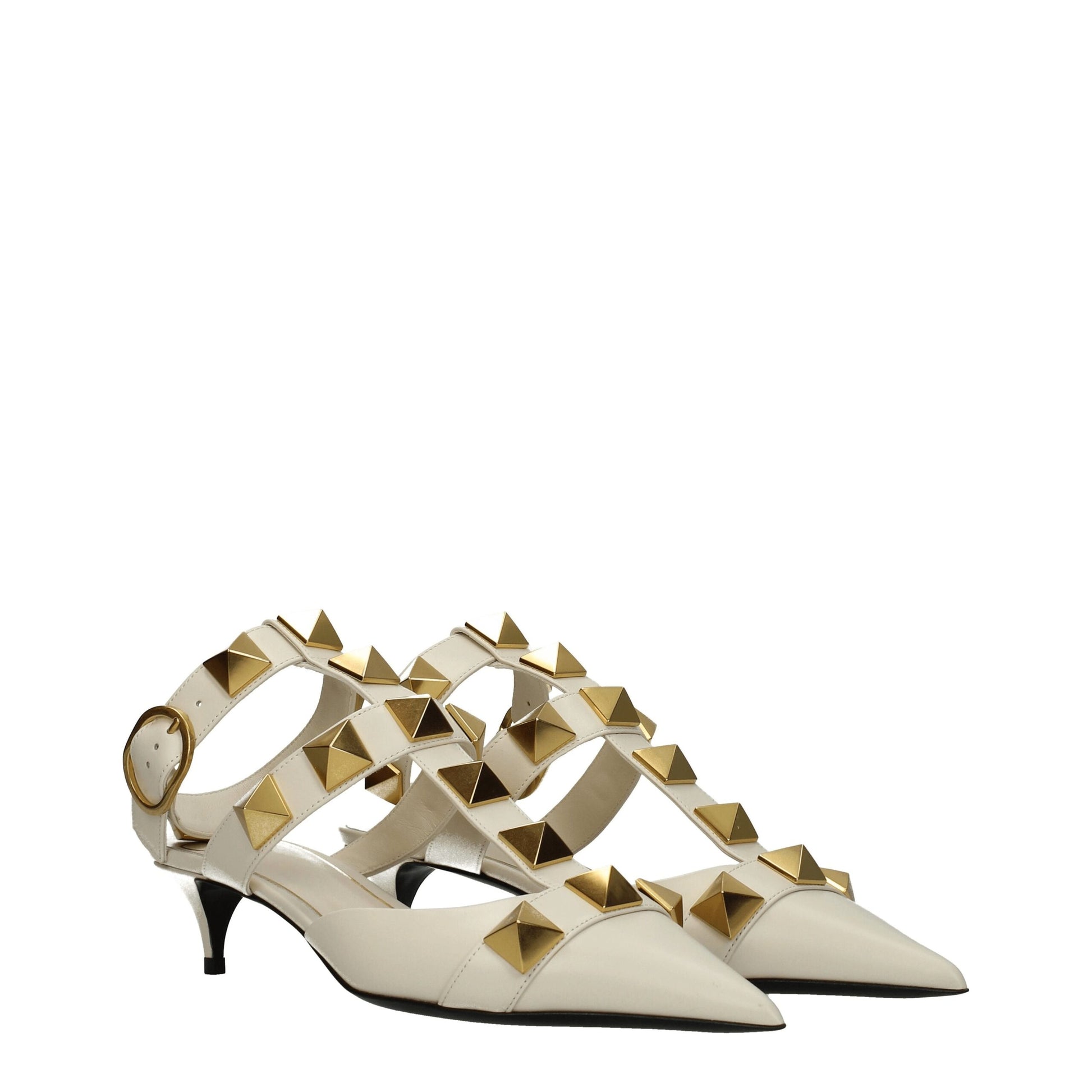 Beige Leather Stiletto Heels Sandals