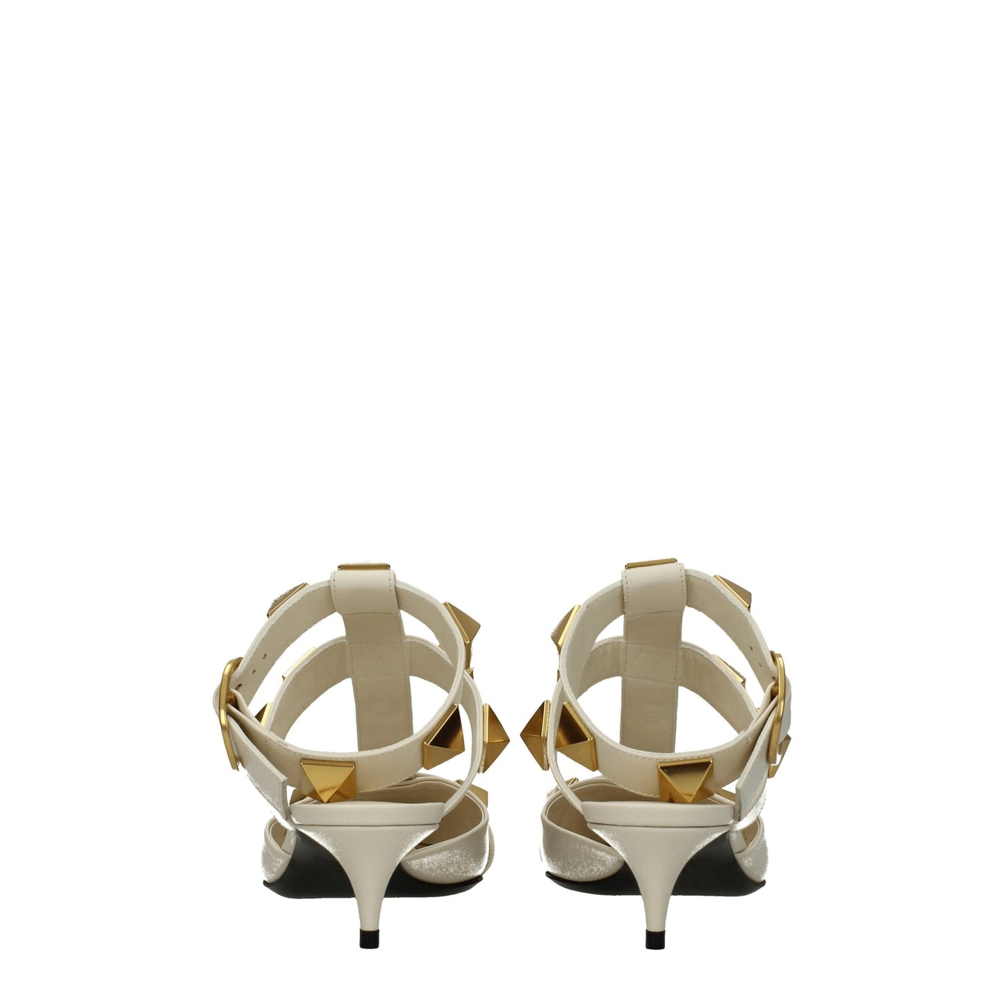 Beige Leather Stiletto Heels Sandals
