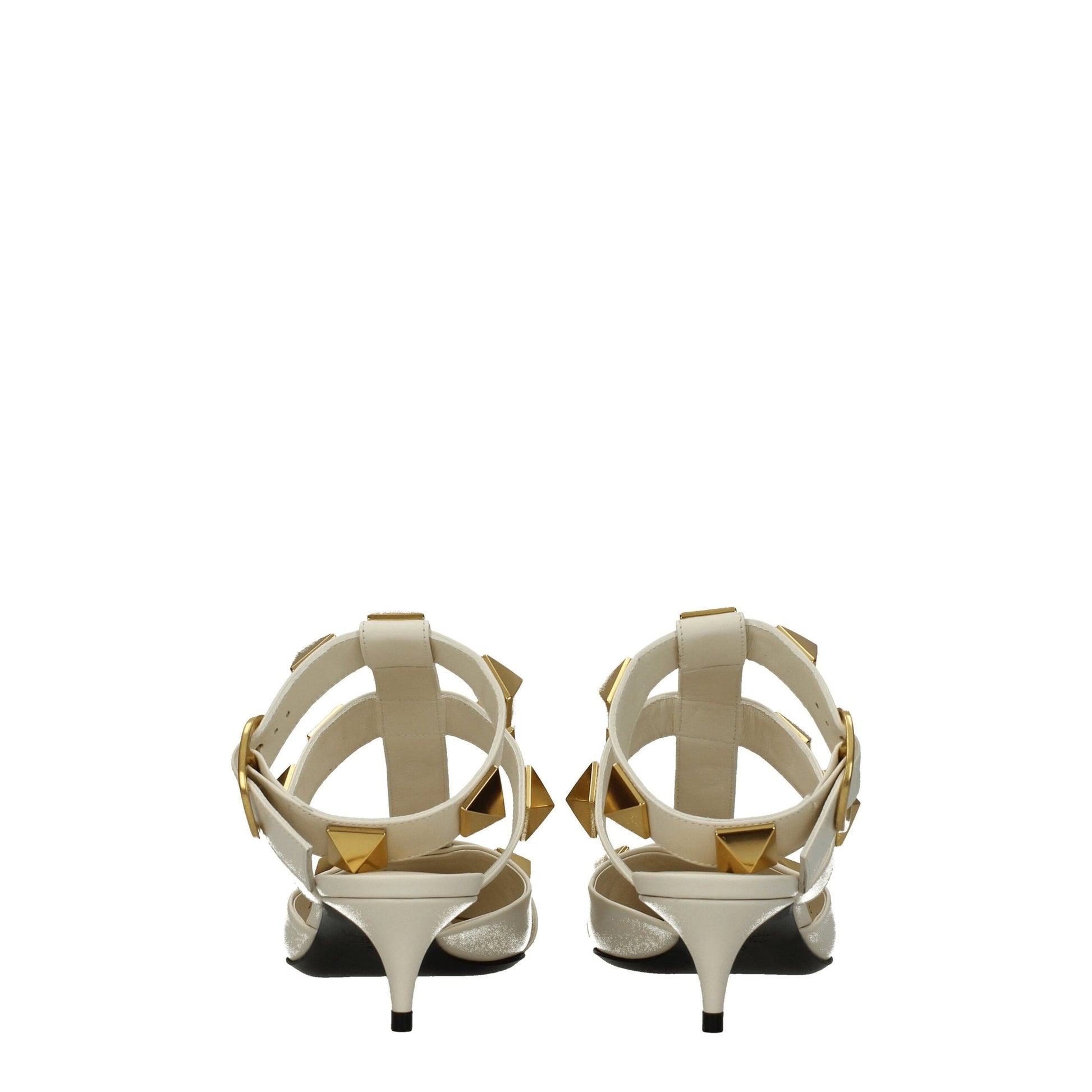Beige Leather Stiletto Heels Sandals