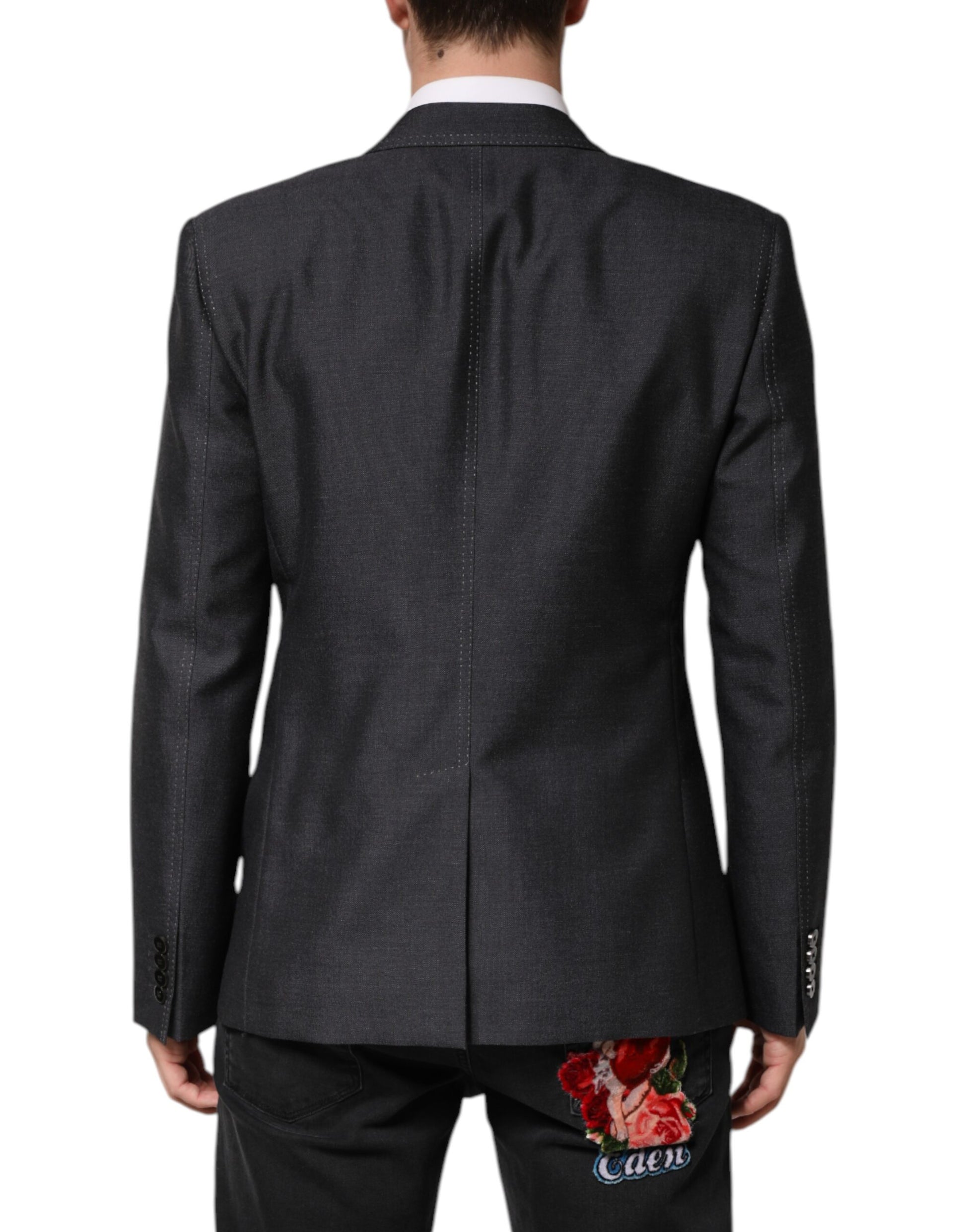 Dark Gray Bee Embroidery SICILIA Coat Blazer