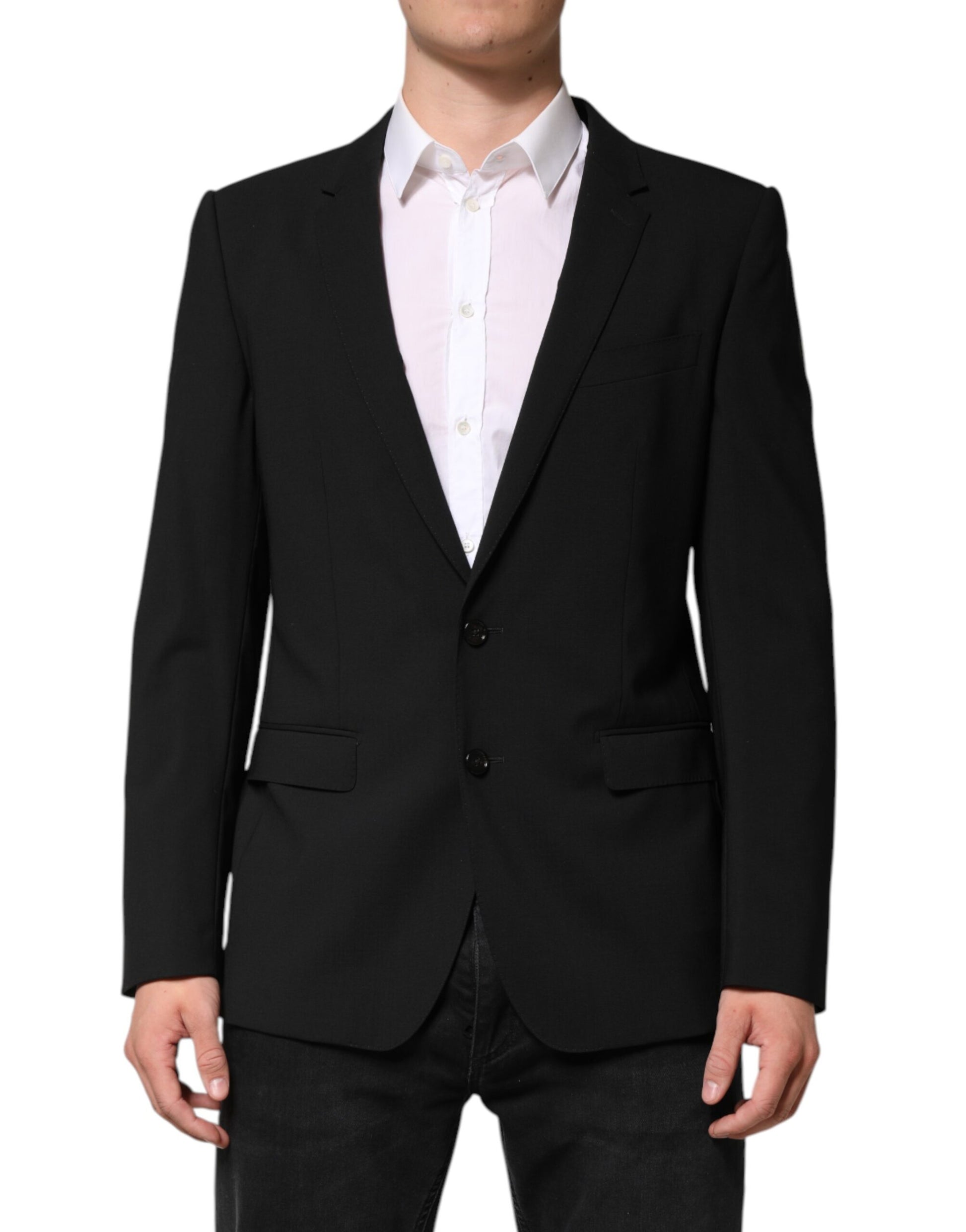 Black Wool Single Breasted Men Coat Blazer