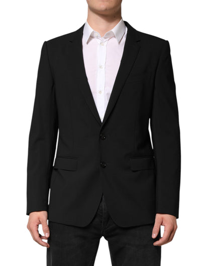 Black Wool Single Breasted Men Coat Blazer