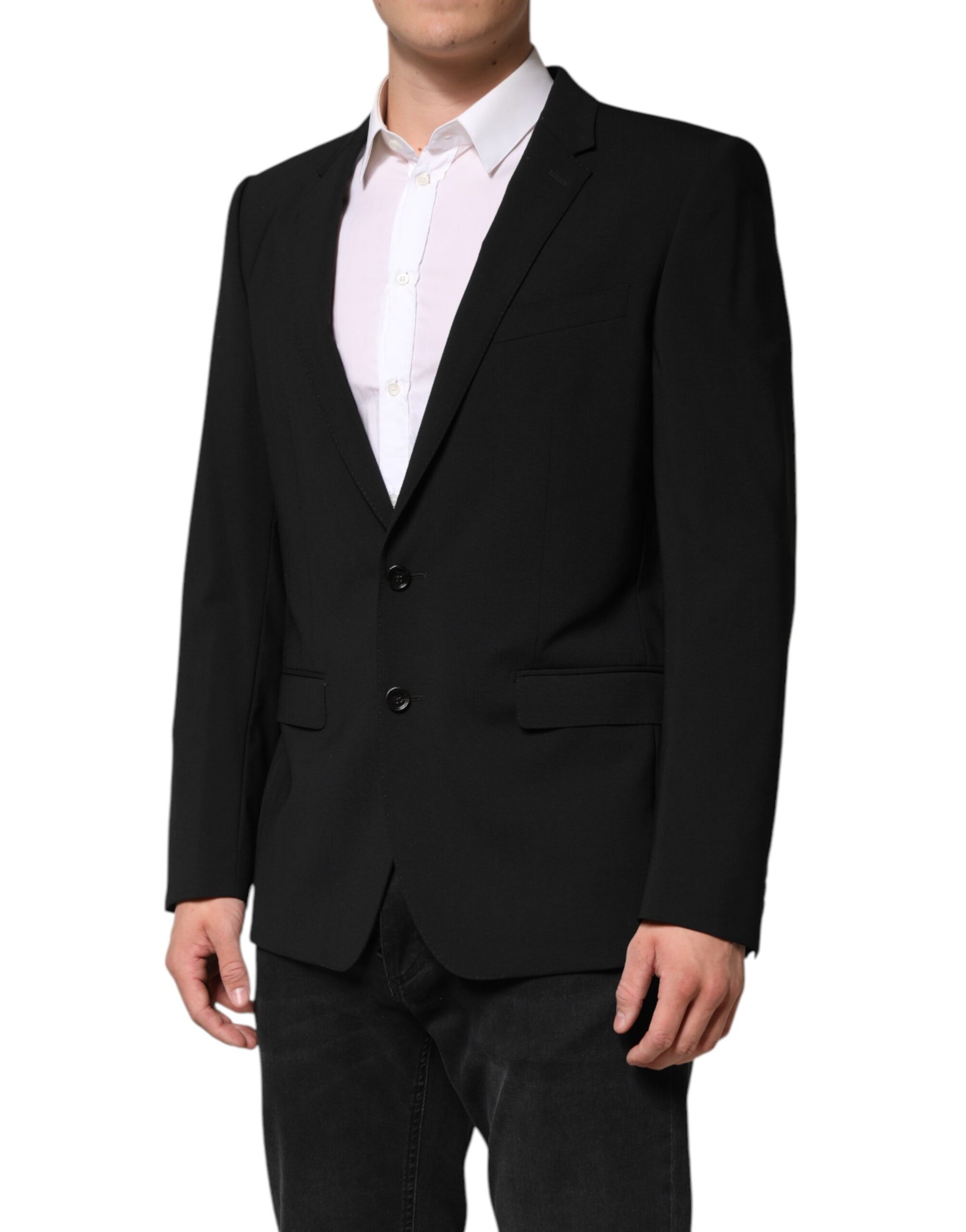 Black Wool Single Breasted Men Coat Blazer