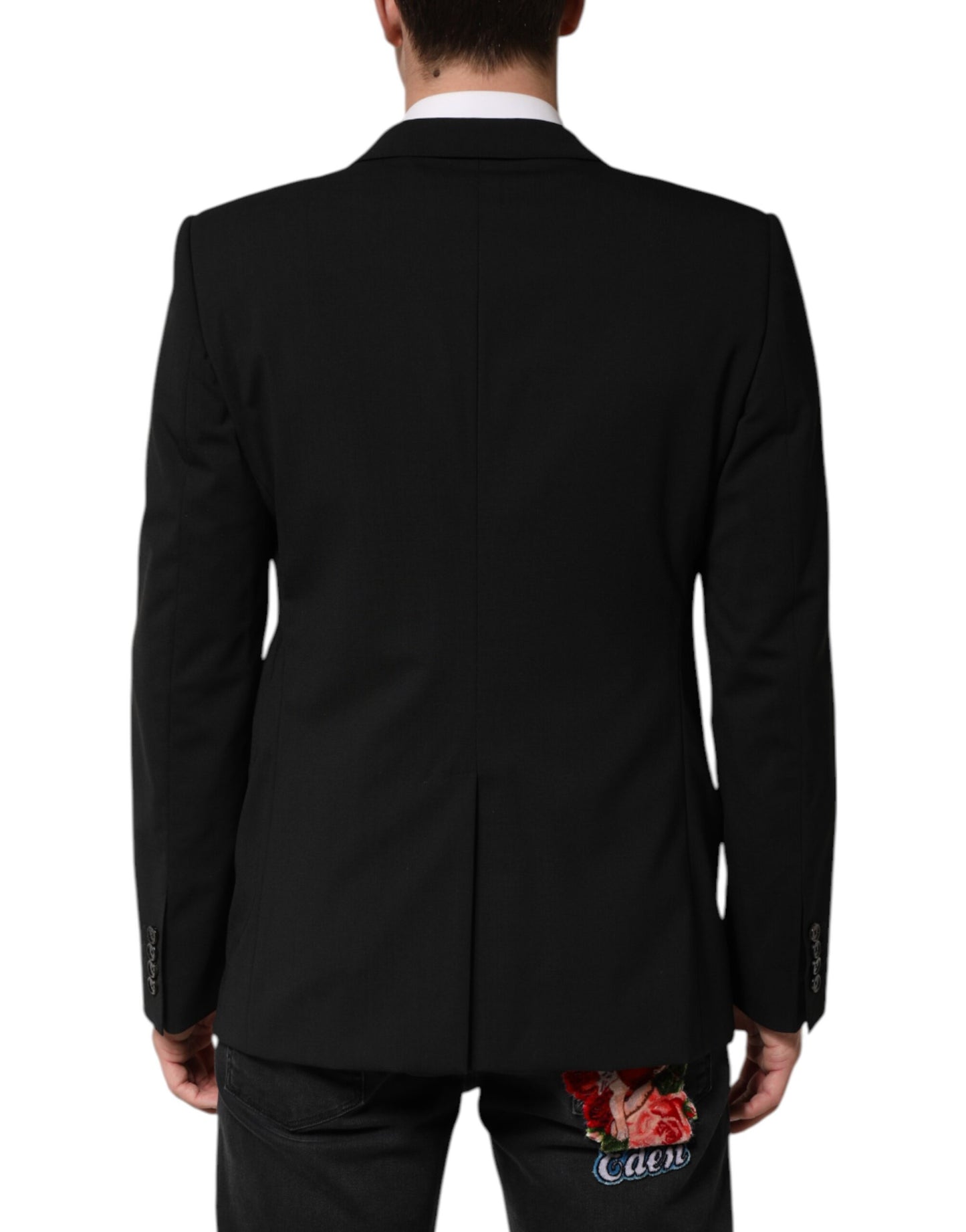 Black Wool Single Breasted Men Coat Blazer
