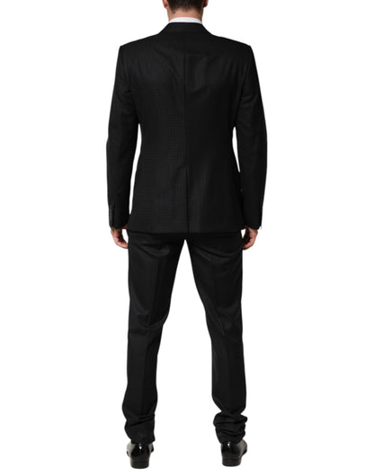 Black Jacquard Single Breasted 2 Piece Suit